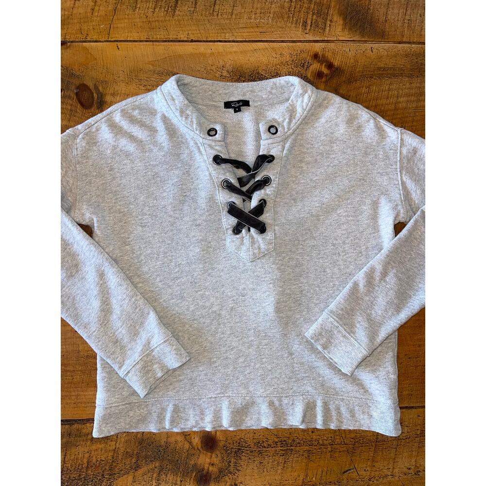 Womens Rails‎ Gray Cotton Blend Lace Up Detail Pullover Sweatshirt Size Small